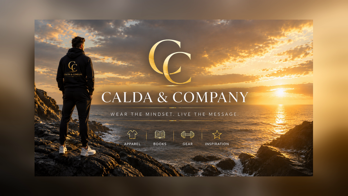 Calda and Company hero banner - sunset with gold CC monogram